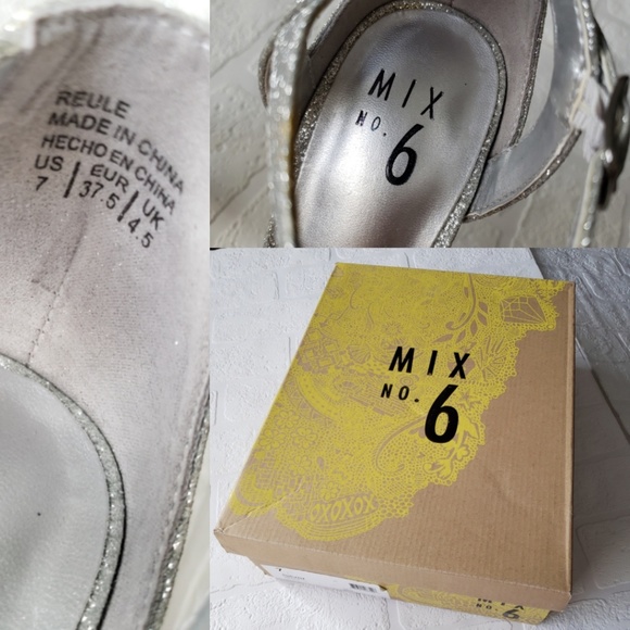 Mix No. 6 Silver Glitter Platform Heels NWB - Picture 7 of 8